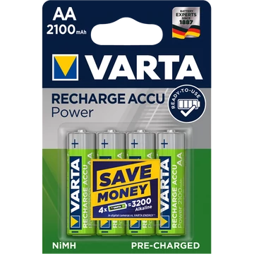Elem tölthető akku előtöltött AA ceruza 2100 mAH Power 4 db/csomag, Varta