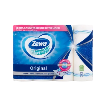 Háztartási papírtörlő 2 rétegű 4 tekercs/csomag Wish&Weg Original Zewa fehér