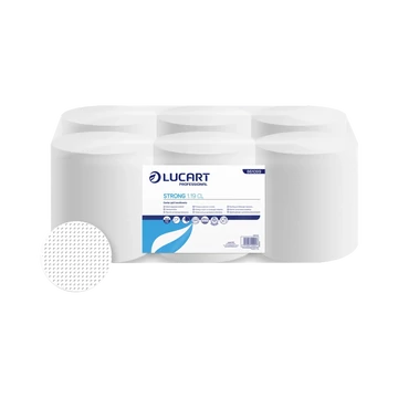Kéztörlő 1 rétegű tekercses átmérő: 19 cm hófehér duda nélküli 6 tekercs/karton Strong 1.19 CL Lucart _861099