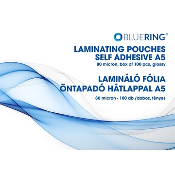 Lamináló fólia A5, 80 micron öntapadó hátlappal 100 db/doboz, Bluering®,