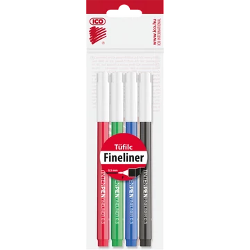 Rostirón, tűfilc vízbázisú, 0,5mm, kerek test, Tinten Pen Ico, 4 klf.szín