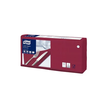 Szalvéta 2 rétegű 1/4 hajtás lapméret: 32,8 x 32,5 cm 200 lap/csomag Lunch Tork_477213 bordó