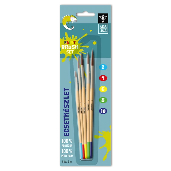 Ecsetkészlet, 2, 4, 6, 8,10, natúr fanyelű,kerek 5 darabos klt. Ars Una