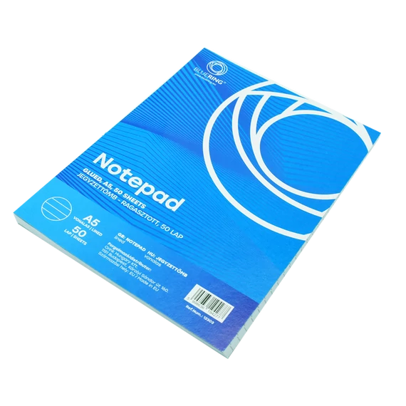 Jegyzettömb ragasztott, A5, 50lap, Bluering® vonalas