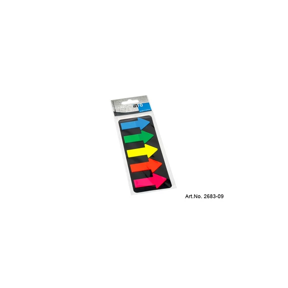 Jelölőcímke 25x45mm, 5x25lap, nyíl Info Notes kék zöld sárga narancssárga rózsaszín