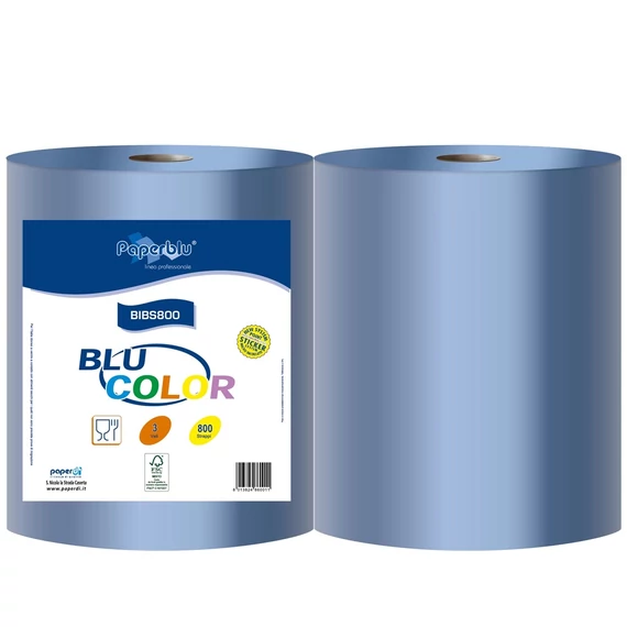 Kéztörlő 3 rétegű tekercses 100% cellulóz 2 tekercs/csomag BLU COLOR_BIBS800
