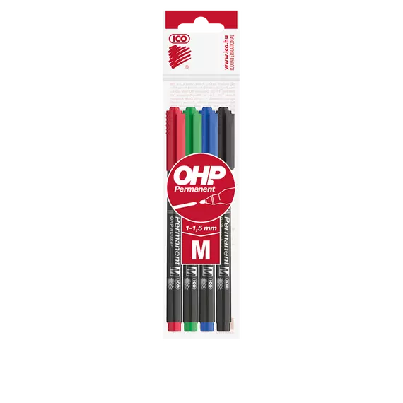 Alkoholos marker készlet, M, OHP Ico, 4 klf.szín