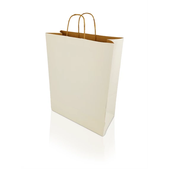 Sodrottfüles papírtáska 320x420mm 150mm talp L méret 200 db/doboz, fehér