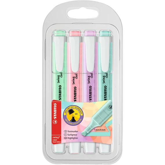 Szövegkiemelő 1-4mm, vágott hegy 4 db-os Stabilo Swing cool pastel 275/4