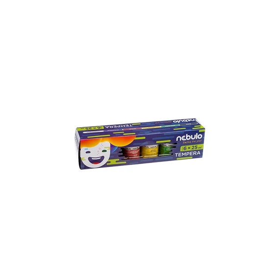 Tempera készlet, 25 ml, tégelyes, Nebulo 6 klf. szín