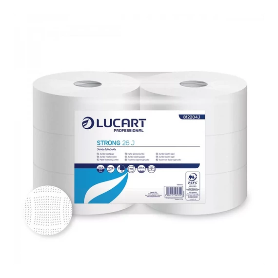 Toalettpapír 2 rétegű közületi átmérő: 26 cm hófehér 6 tekercs/csomag Strong 26 J Lucart  _812204J