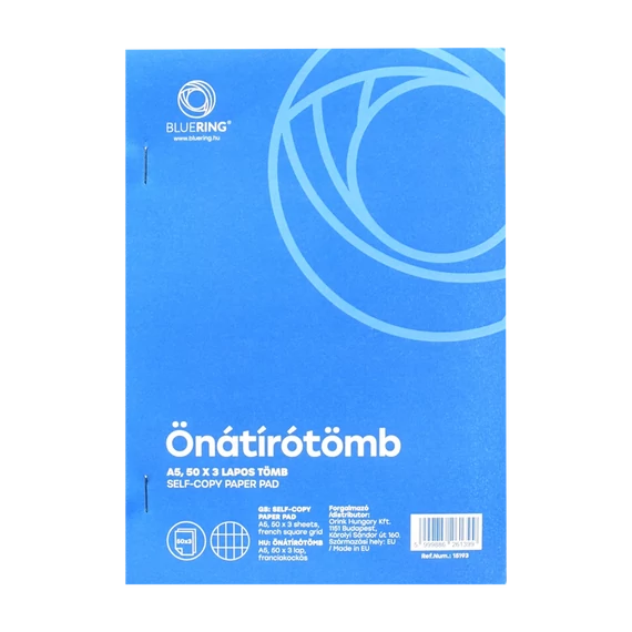 Önátírótömb A5, 50x3lapos franciakockás Bluering®