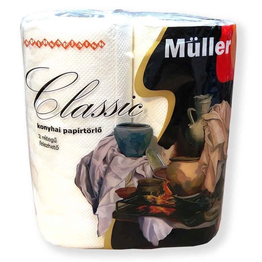 Háztartási papírtörlő 2 rétegű 2 tekercs/csomag Classic fehér
