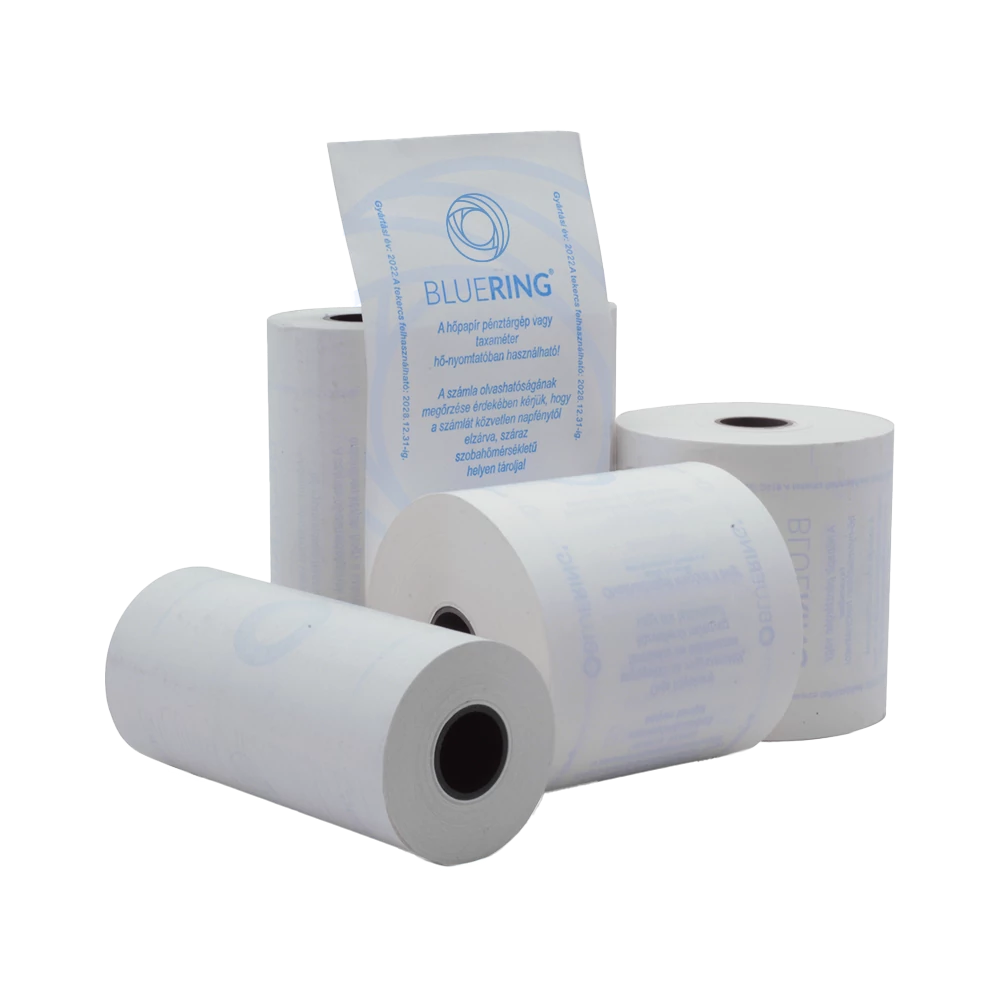 Hőpapír 57 mm széles, 27fm hosszú, cséve 12mm, 10 tekercs/csomag, ( 57/50 ) BPA mentes Bluering®