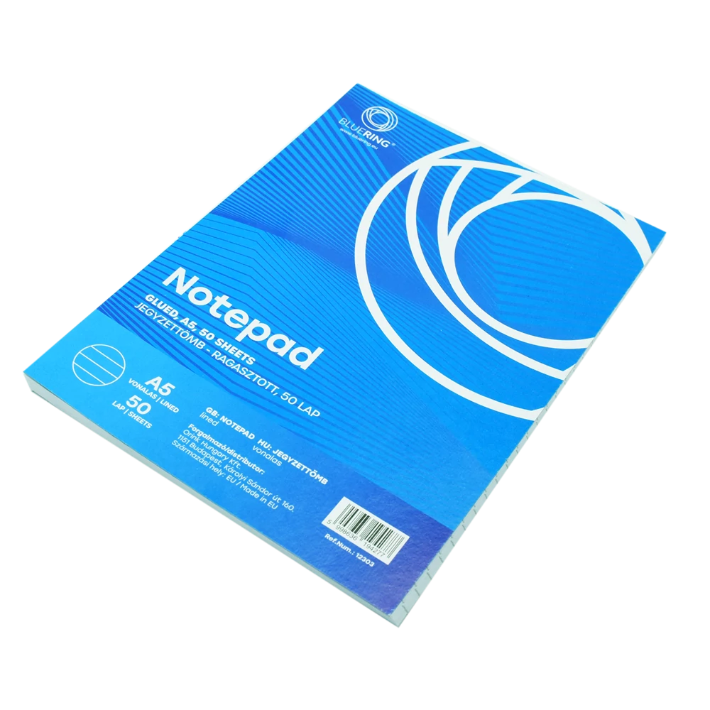 Jegyzettömb ragasztott, A5, 50lap, Bluering® vonalas