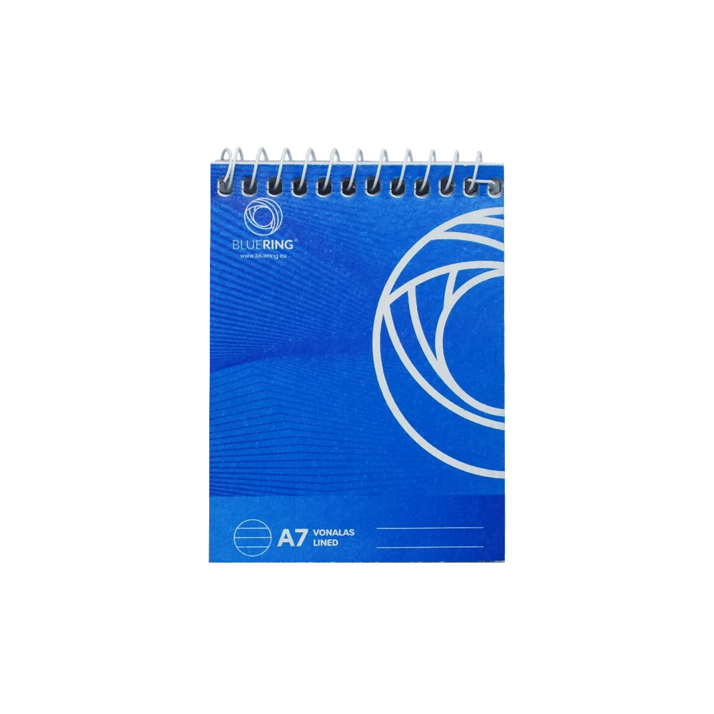 Jegyzettömb spirálozott, A7, 80lap, Bluering® vonalas