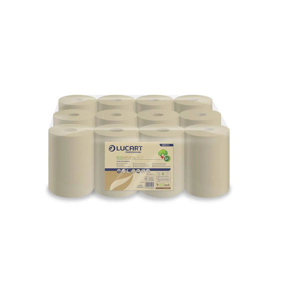 Kéztörlő 2 rétegű tekercses  átmérő: 14 cm havanna barna 12 tekercs/karton 14 CF EcoNaturalLucart_861134