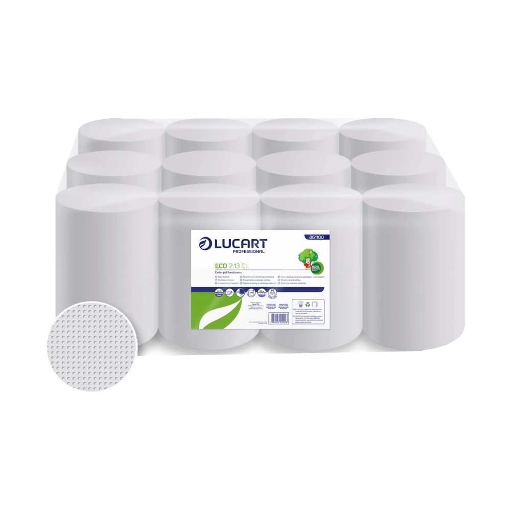 Kéztörlő tekercses 2 rétegű átmérő: 13 cm fehér duda nélküli 12 tekercs/karton EcoLucart 2.13 CL_861100