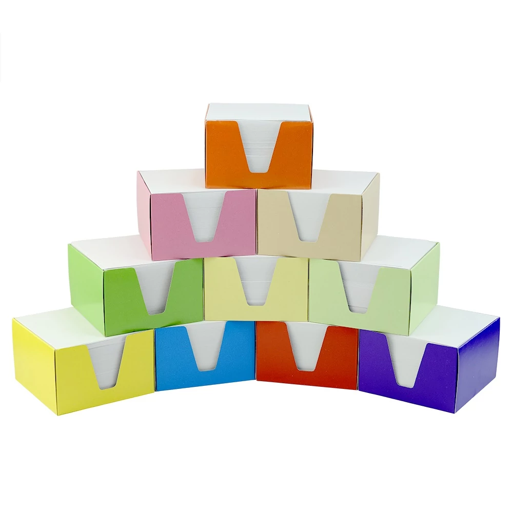 Kockatömb 9x9x6cm, színes karton doboz tartóban Bluering® fehér