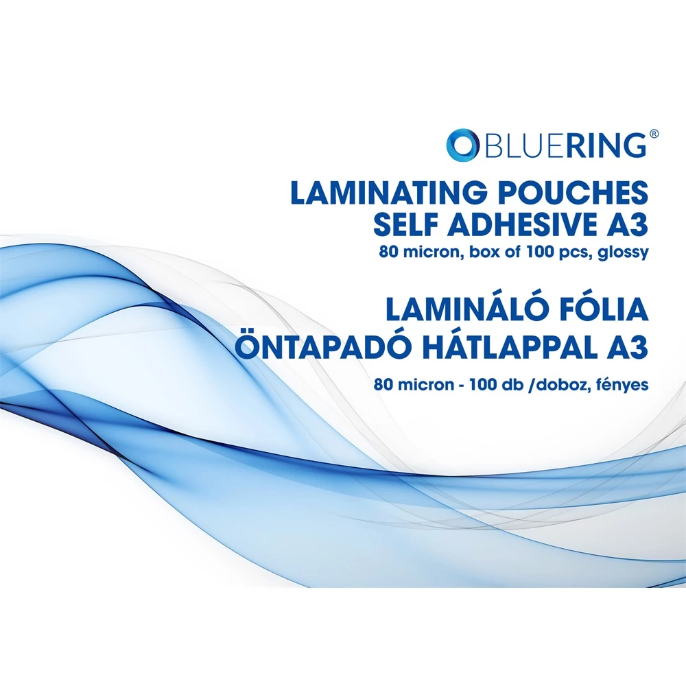 Lamináló fólia A3, 80 micron öntapadó hátlappal 100 db/doboz, Bluering®,