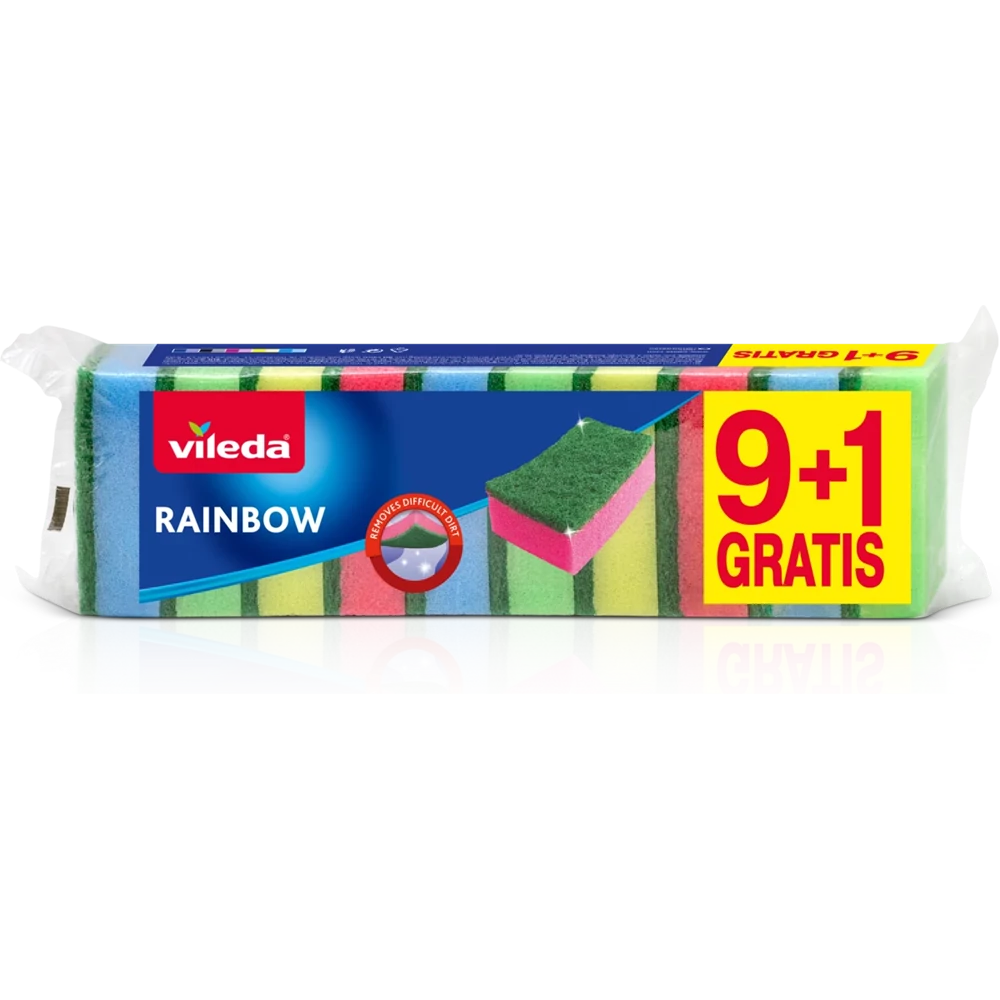 Mosogatószivacs 9+1 db/csomag Vileda Rainbow_F2590A