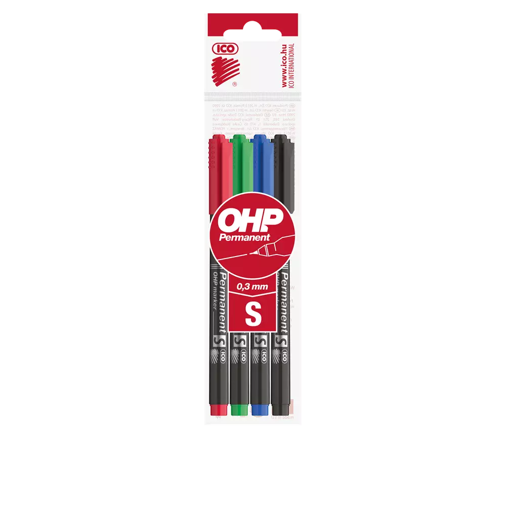 Alkoholos marker készlet, S, OHP Ico, 4 klf.szín