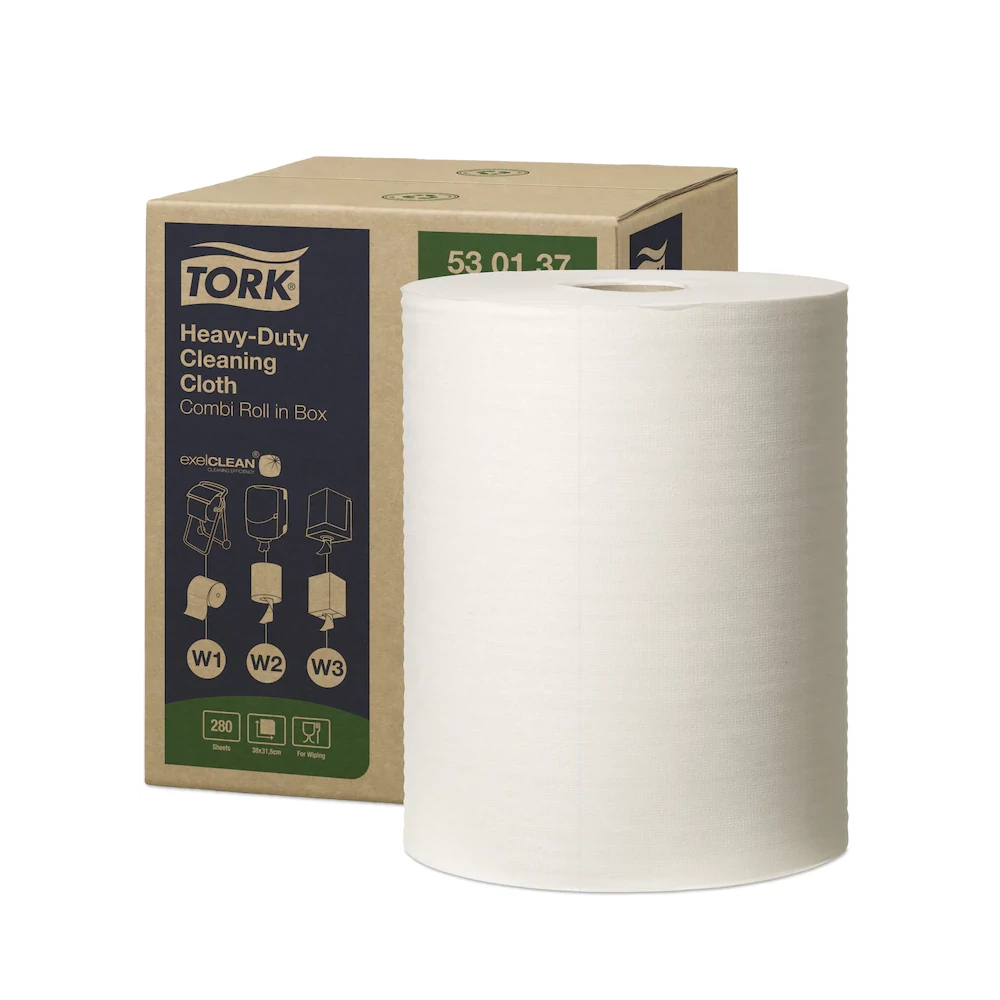 Törlőpapír ipari tekercses nagyteljesítményű kombi 106 m/tek 1 tek/doboz W1/W2/W3 TORK_530137 fehér