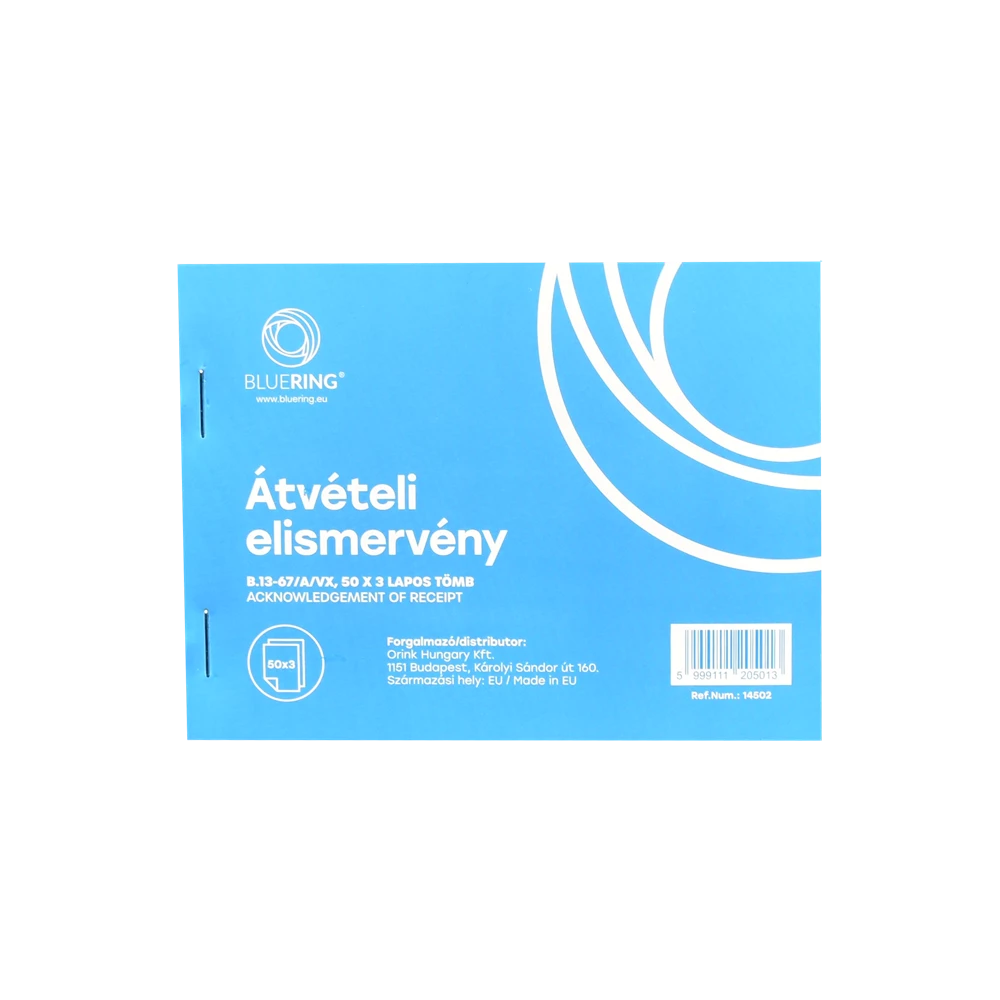 Átvételi elismervény A6, 50x3lapos B.13-67/A/VX Bluering®