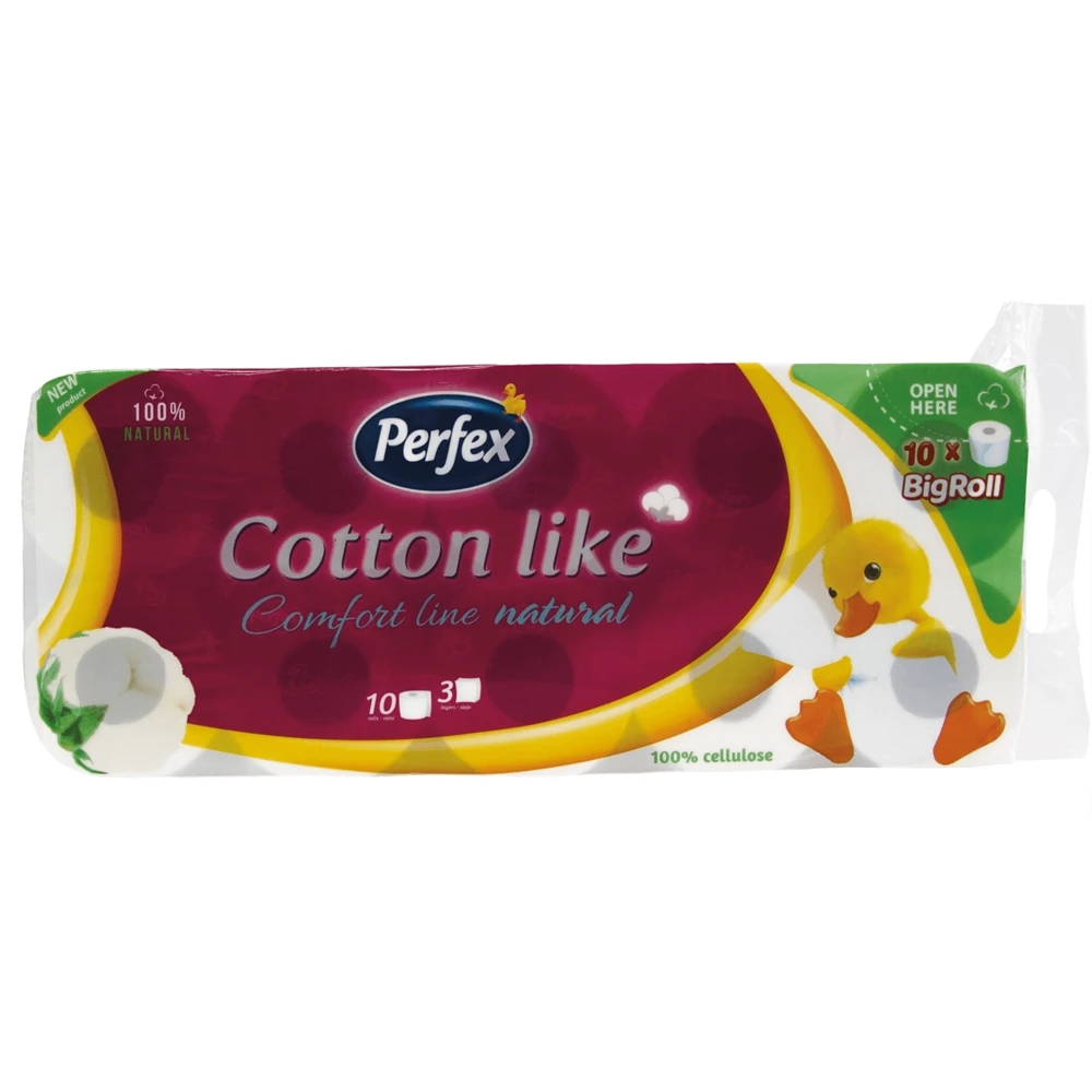 Toalettpapír 3 rétegű kistekercses 10 tekercs/csomag Cotton Line Comfort Line Natural Boni Perfex natúr